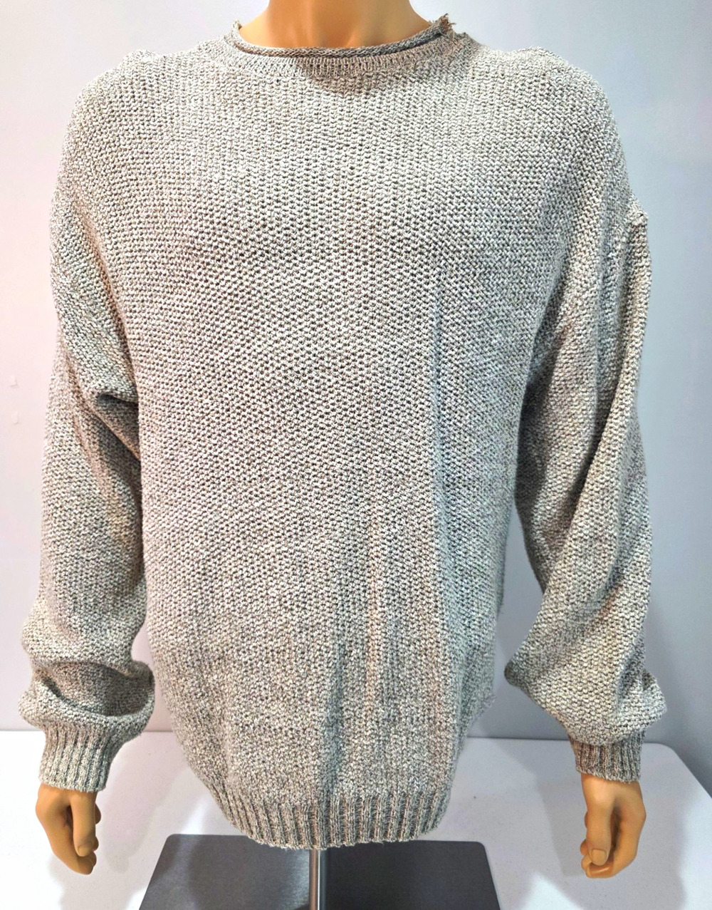 GreatLand Mens Large Gray Marled Knit Crewneck Sweater Pullover Casual